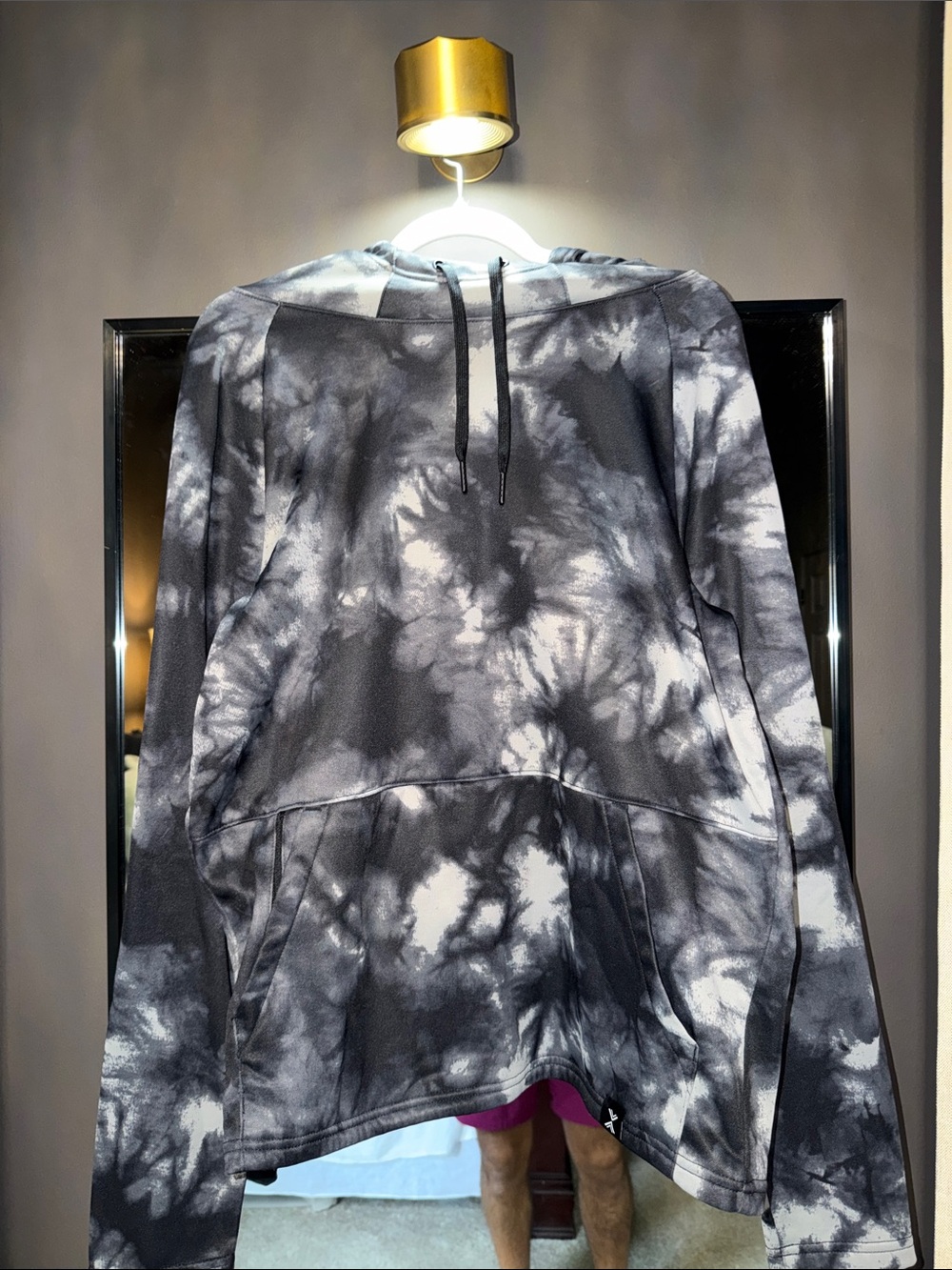 Xersion Men’s Black Gray Tie-Dye Fleece Hoodie Size Medium
